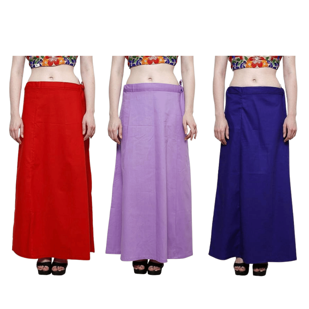 Peticoat.in Women's Readymade Petticoat for Saree âPremium Cotton Underskirt for Ethnic Wear & Daily Use ( Pack of 3 )
