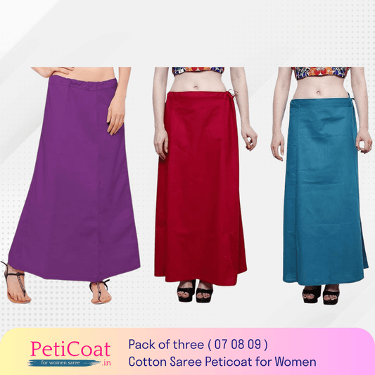 Peticoat.in Women's Readymade Petticoat for Saree âPremium Cotton Underskirt for Ethnic Wear & Daily Use ( Pack of 3 )