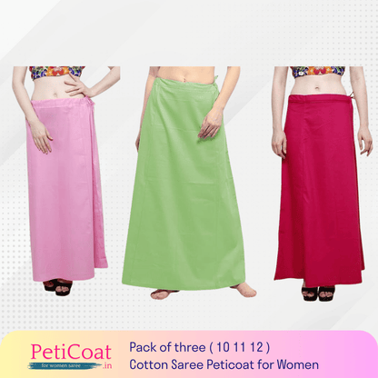 Peticoat.in Women's Readymade Petticoat for Saree âPremium Cotton Underskirt for Ethnic Wear & Daily Use ( Pack of 3 )