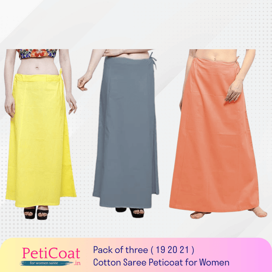 Peticoat.in Women's Readymade Petticoat for Saree âPremium Cotton Underskirt for Ethnic Wear & Daily Use ( Pack of 3 )