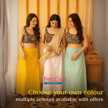 Peticoat.in Women's Readymade Petticoat for Saree âPremium Cotton Underskirt for Ethnic Wear & Daily Use ( Pack of 4 )