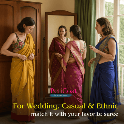 Peticoat.in Women's Readymade Petticoat for Saree âPremium Cotton Underskirt for Ethnic Wear & Daily Use ( Pack of 3 )